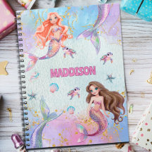 Pink Purple Glitter Mermaids Add Name