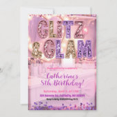 Pink Purple Glitz and Glam Makeup Party Invitation 招待状 (正面)