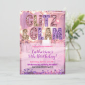 Pink Purple Glitz and Glam Makeup Party Invitation 招待状 (スタンド正面)