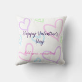Pink purple heart happy Valentine's day name date  クッション (裏面)
