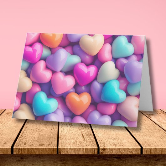 Pink Purple Hearts Valentine`s Day Card  カード