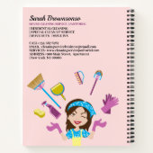 Pink Purple Janitorial Cartoon Maid Cute ノートブック (裏面)