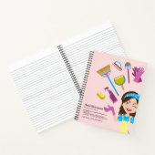 Pink Purple Janitorial Cartoon Maid Cute ノートブック (内部)