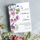  Pink purple lilac wildflower summer Wedding 招待状