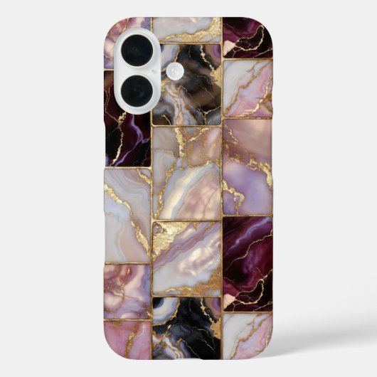 Pink Purple Marble Tile Phone Case Gold Mosaic iPh Case-Mate iPhoneケース (裏面)
