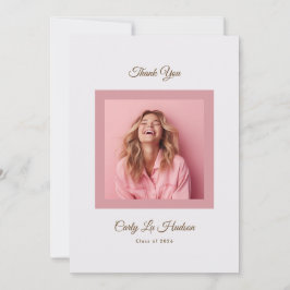 Pink Purple Minimal High School Photo Grad サンキューカード