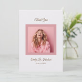 Pink Purple Minimal High School Photo Grad サンキューカード (スタンド正面)