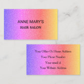 Pink Purple Ombre Glitter Hair Salon Hairdresser 名刺 (正面/裏面)