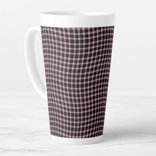 Pink Purple Plaid Checker Seamless Pattern カフェラテマグ (左アングル)