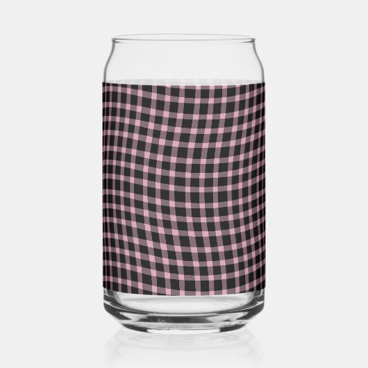 Pink Purple Plaid Checker Seamless Pattern ガラス缶 (正面)
