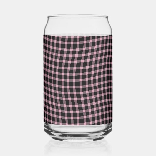 Pink Purple Plaid Checker Seamless Pattern ガラス缶 (裏面)