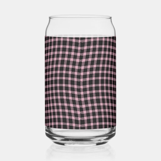 Pink Purple Plaid Checker Seamless Pattern ガラス缶 (右)