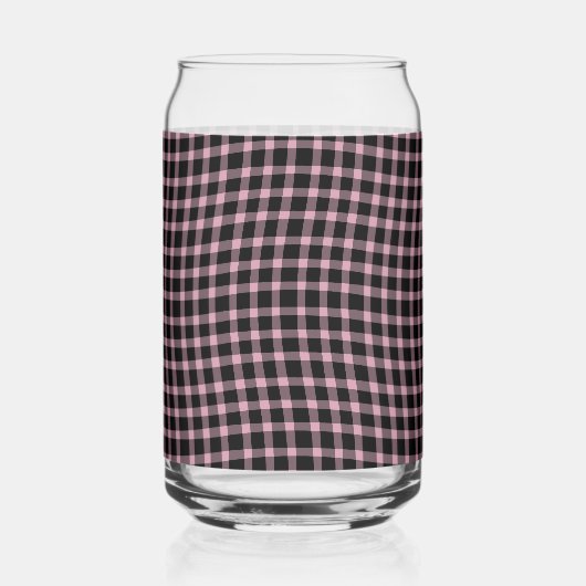 Pink Purple Plaid Checker Seamless Pattern ガラス缶 (左)