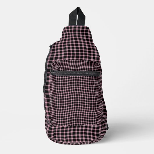 Pink Purple Plaid Checker Seamless Pattern スリングバッグ (正面)