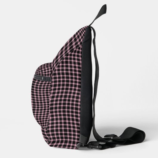 Pink Purple Plaid Checker Seamless Pattern スリングバッグ (右)