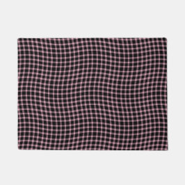 Pink Purple Plaid Checker Seamless Pattern ドアマット