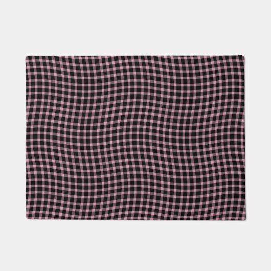 Pink Purple Plaid Checker Seamless Pattern ドアマット (正面)