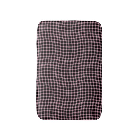 Pink Purple Plaid Checker Seamless Pattern バスマット (正面縦)