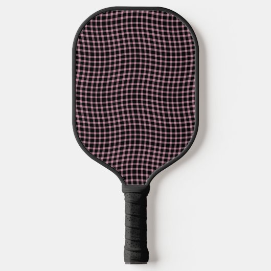 Pink Purple Plaid Checker Seamless Pattern ピックルボールラケット (正面)