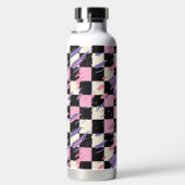 Pink & Purple Retro Checkered Bottle or Tumbler ウォーターボトル (右面)
