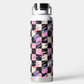 Pink & Purple Retro Checkered Bottle or Tumbler ウォーターボトル (背面)