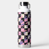 Pink & Purple Retro Checkered Bottle or Tumbler ウォーターボトル (正面)
