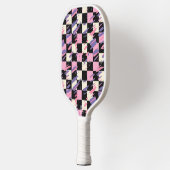 Pink & Purple Retro Checkered Pickleball Paddle ピックルボールラケット (左)