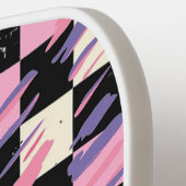 Pink & Purple Retro Checkered Pickleball Paddle ピックルボールラケット (左詳細)
