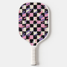 Pink & Purple Retro Checkered Pickleball Paddle ピックルボールラケット