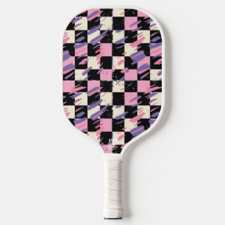 Pink & Purple Retro Checkered Pickleball Paddle ピックルボールラケット