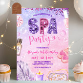 Pink Purple sequin SPA Party Birthday 招待状