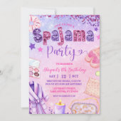 Pink Purple sequin Spajama Party Birthday 招待状 (正面)