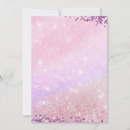 Pink Purple sequin Spajama Party Birthday 招待状 (裏面)