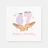 Pink Purple Six Seven Birthday Napkins スタンダードカクテルナプキン (正面)