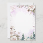 Pink Purple Snowflake Snow in Love Bridal Shower 招待状 (裏面)