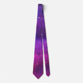 Pink & Purple Space & Stars Faux Galaxy ネクタイ (正面)