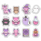 Pink & Purple Spooky Creatures Magic Stickers シール (正面)