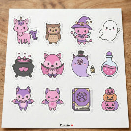 Pink & Purple Spooky Creatures Magic Stickers シール