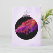 Pink Purple Starry Night Wood Christmas Ball シーズンカード (スタンド正面)