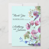  Pink Purple Teal Wildflower Summer Thank You  招待状 (正面)