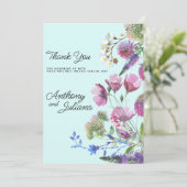  Pink Purple Teal Wildflower Summer Thank You  招待状 (スタンド正面)