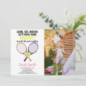 Pink Purple Tennis Birthday Invitations w photo 招待状 (スタンド正面)