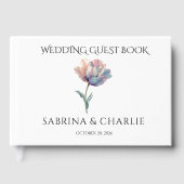 Pink Purple Tulip Elegant Floral Wedding ゲストブック (正面)