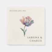 Pink Purple Tulip Elegant Floral Wedding  スタンダードカクテルナプキン (正面)