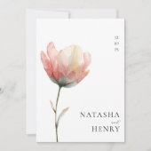 Pink Purple Tulip Flower Watercolor Wedding  招待状 (正面)