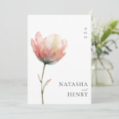 Pink Purple Tulip Flower Watercolor Wedding  招待状 (スタンド正面)