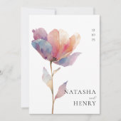 Pink Purple Tulip Flower Watercolor Wedding 招待状 (正面)