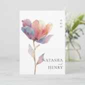 Pink Purple Tulip Flower Watercolor Wedding 招待状 (スタンド正面)