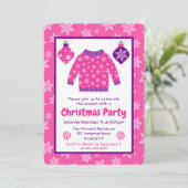 Pink & Purple Ugly Sweater Christmas Party 招待状 (スタンド正面)