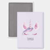 Pink Purple Unicorn Birthday マグネット (正面/裏面)